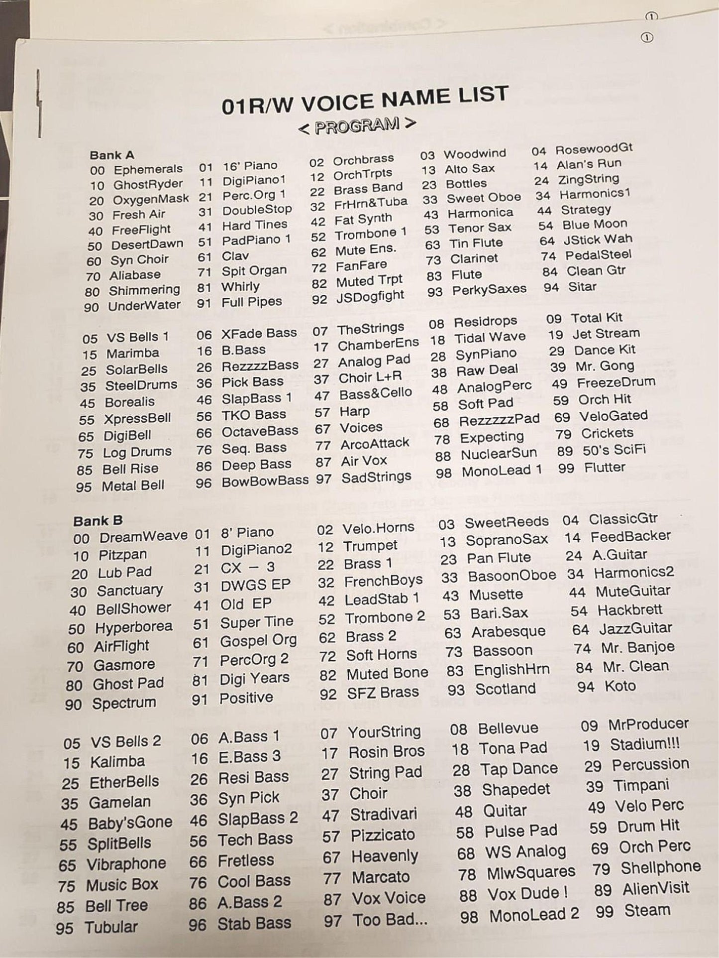 KORG 01R/W MUSIC WORKSTATION w/ OPERATION OWNER's MANUAL & QUICK GUIDE FREE SHIP