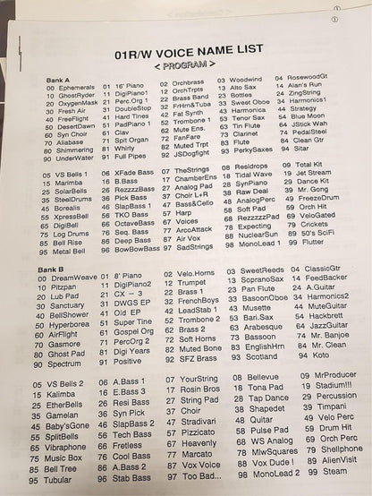 KORG 01R/W MUSIC WORKSTATION w/ OPERATION OWNER's MANUAL & QUICK GUIDE FREE SHIP