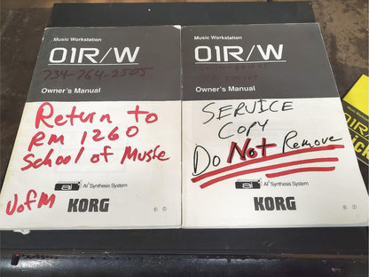 KORG 01R/W MUSIC WORKSTATION w/ OPERATION OWNER's MANUAL & QUICK GUIDE FREE SHIP