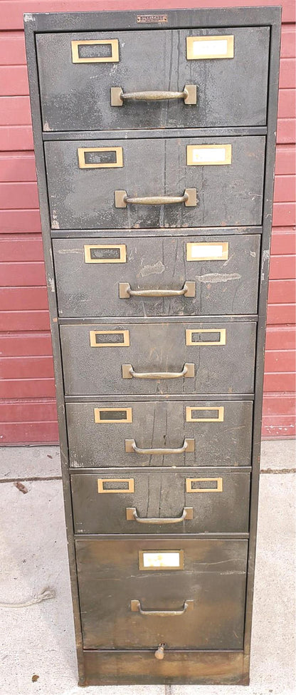 1950's STEELCASE WINE COLLECTIBLE GUN TOOL STORAGE BIN CABINET 7 PULLOUT DRAWERS