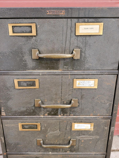 1950's STEELCASE WINE COLLECTIBLE GUN TOOL STORAGE BIN CABINET 7 PULLOUT DRAWERS