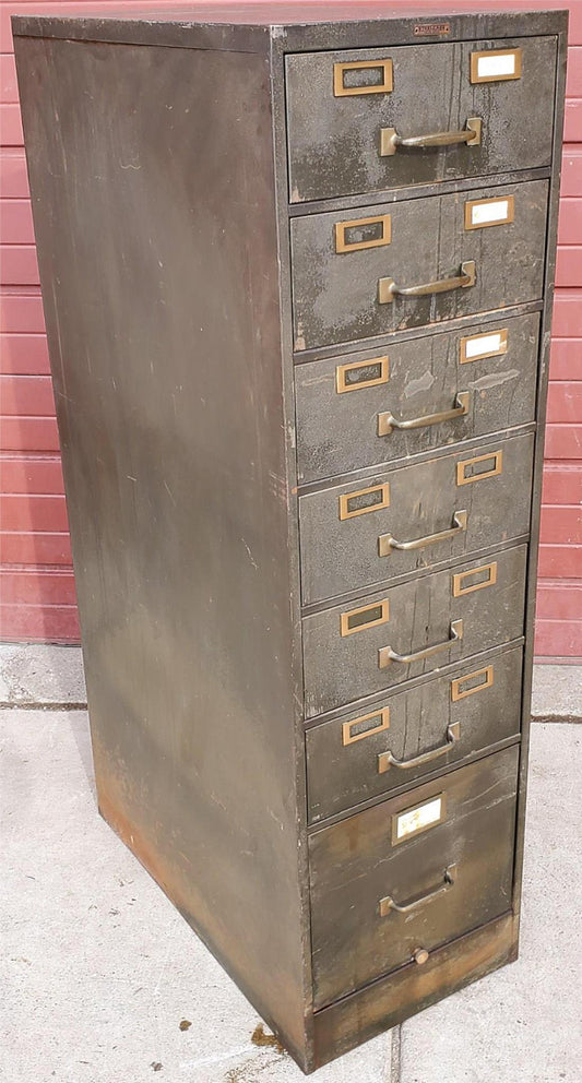 1950's STEELCASE WINE COLLECTIBLE GUN TOOL STORAGE BIN CABINET 7 PULLOUT DRAWERS