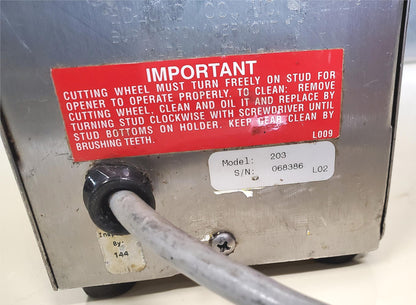 EDLUNG MODEL 203 ELECTRIC 120 Volt COMMERCIAL CAN OPENER FREE SHIP WATCH VIDEO