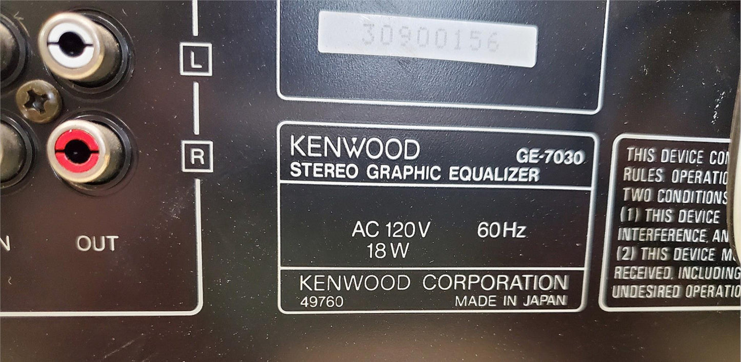 KENWOOD GE-7030 STEREO GRAPHIC EQUALIZER 100% WORKING WATCH VIDEO FREE SHIPPING