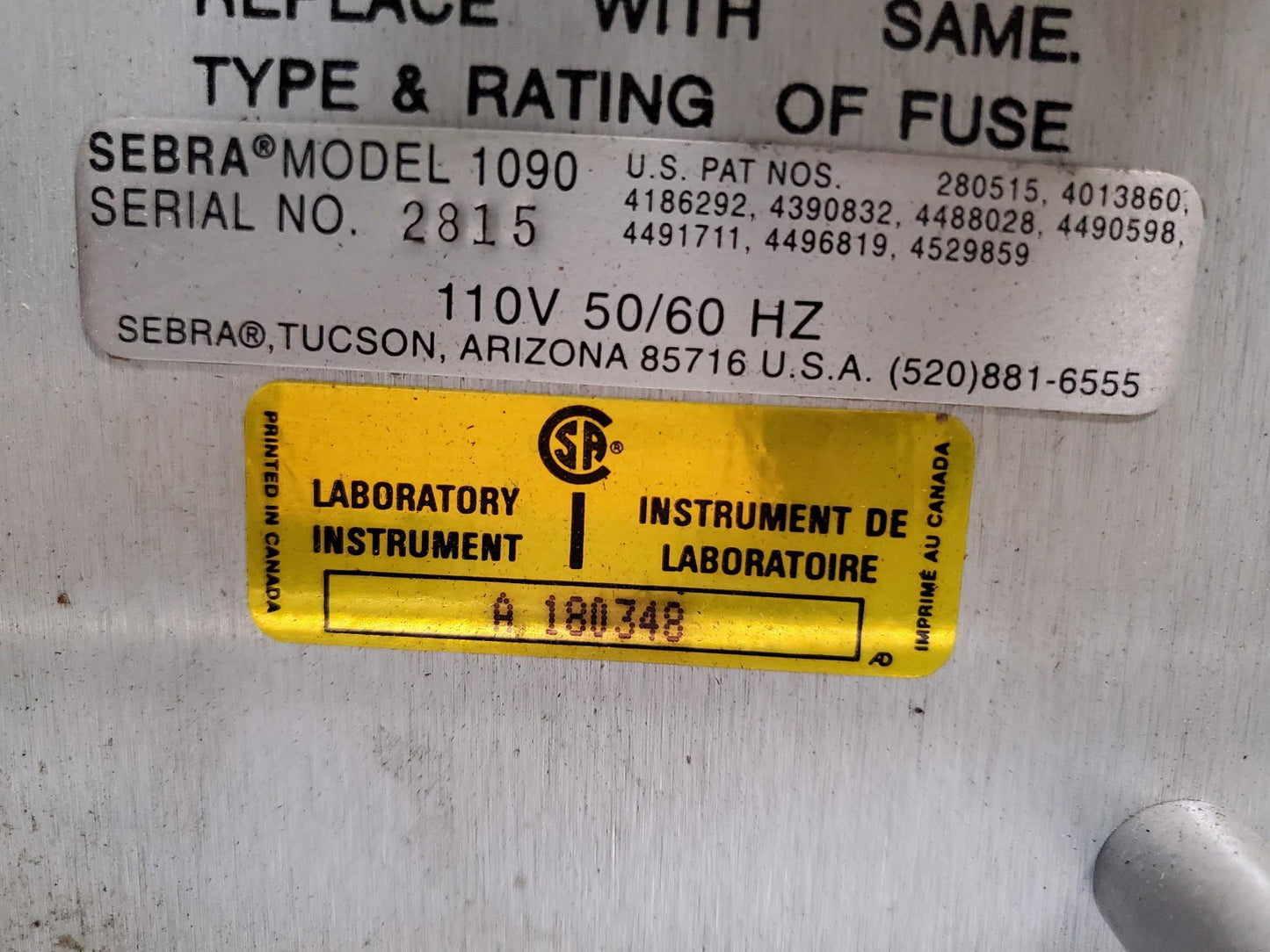 SEBRA 1090 TUBE SEALER SHIPPING