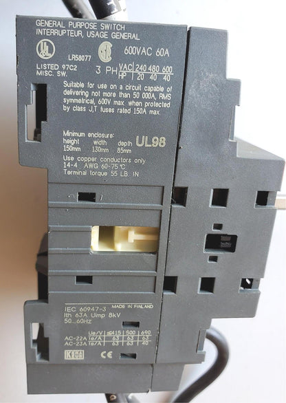 ABB OT-60E3 Disconnect Switch PLUS EXTRA HANDLE & SHAFT 60Amp FREE SHIPPING