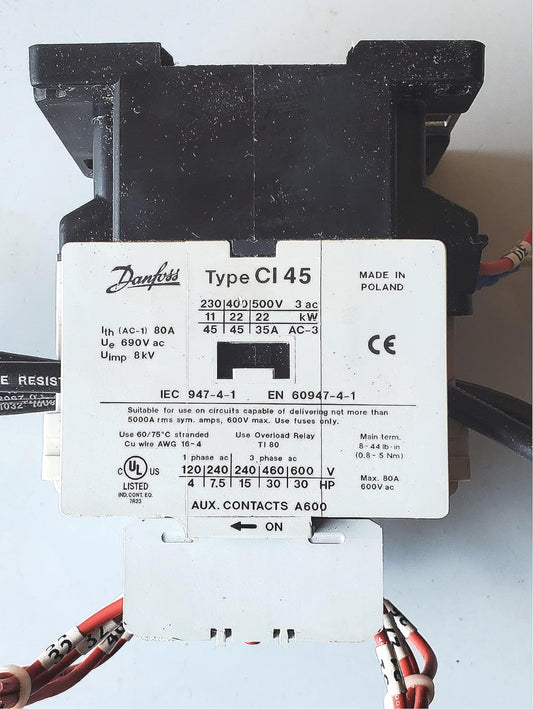 DANFOSS TYPE CI45 CONTACTOR & two 037H011 + 037H0112 Auxiliary Contacts FREESHIP