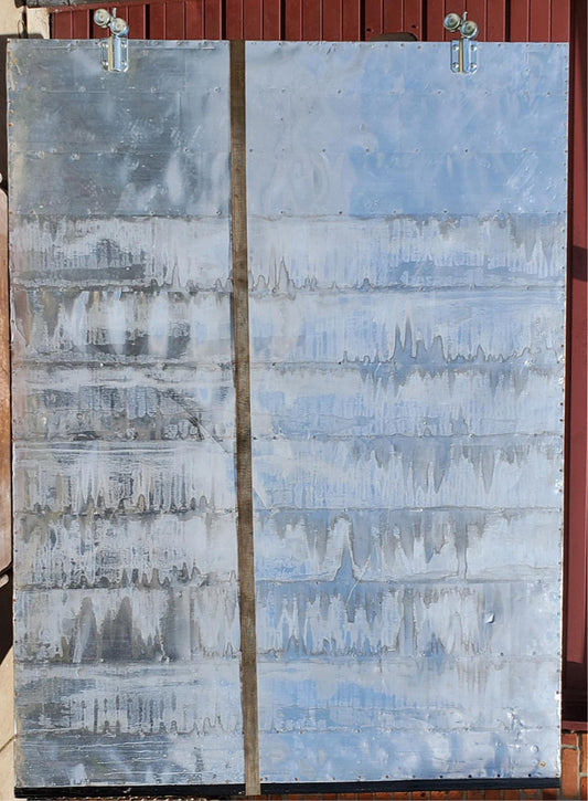 RARE VINTAGE HUGE 98"high x 72"wide HEAVY DUTY STEEL ARMORED BARN DOOR FREE SHIP