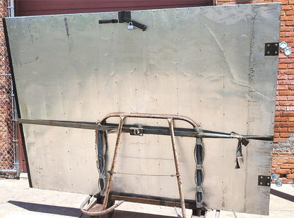 RARE VINTAGE HUGE 98"high x 72"wide HEAVY DUTY STEEL ARMORED BARN DOOR FREE SHIP