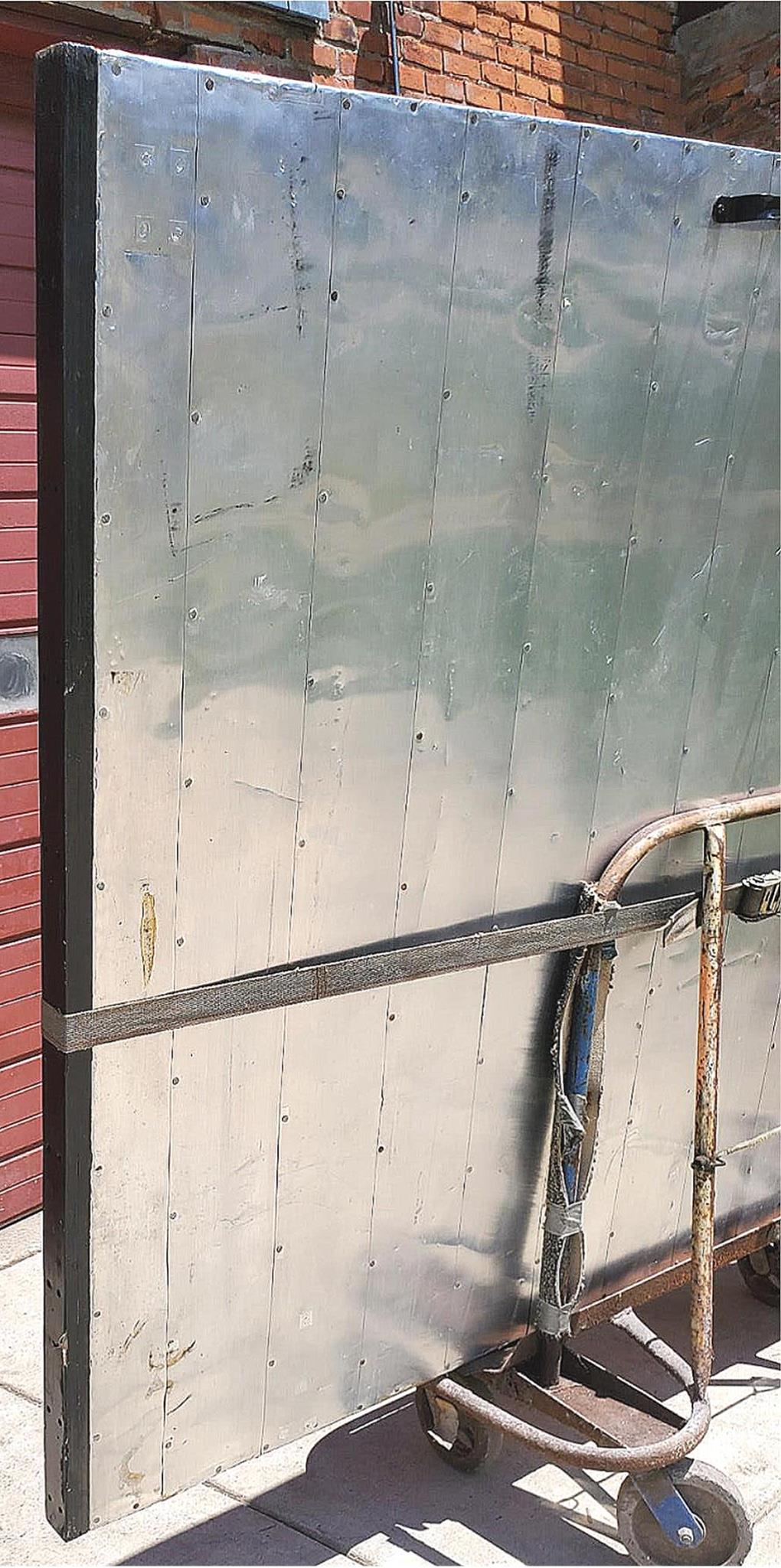 RARE VINTAGE HUGE 98"high x 72"wide HEAVY DUTY STEEL ARMORED BARN DOOR FREE SHIP