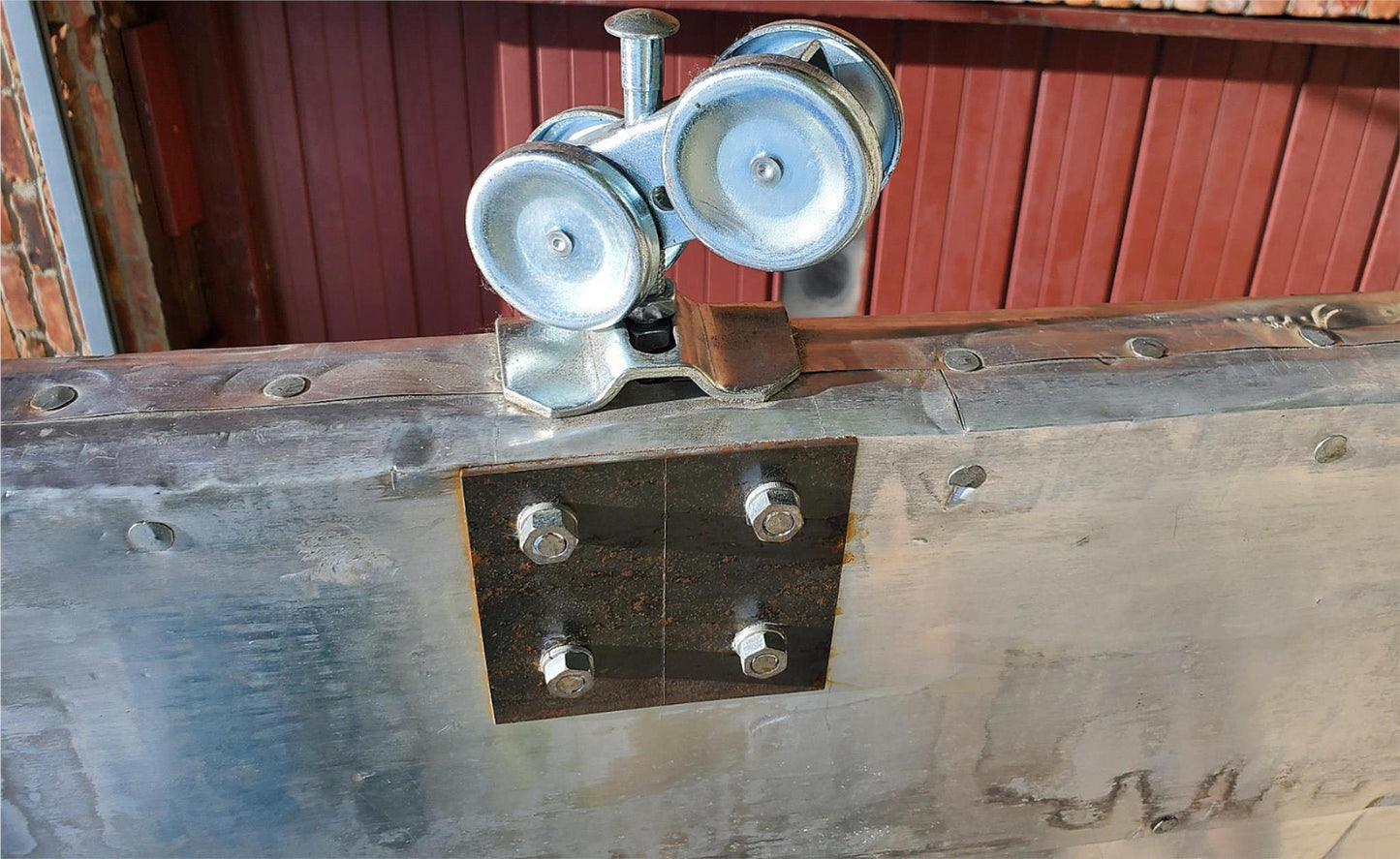 RARE VINTAGE HUGE 98"high x 72"wide HEAVY DUTY STEEL ARMORED BARN DOOR FREE SHIP