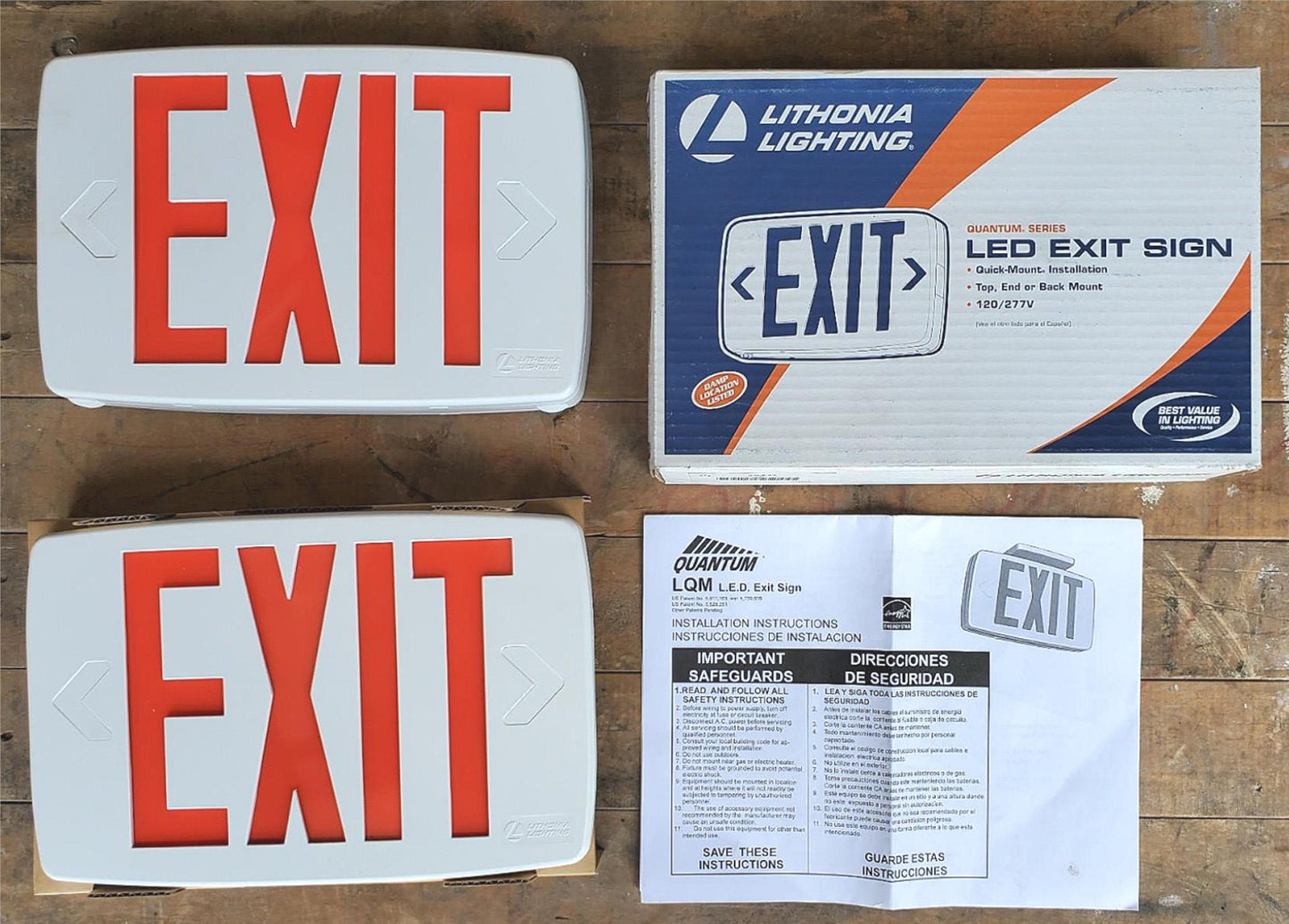 LITHONIA LIGHTING LQM S W3R 120/277 QUANTUM LED EMERGENCY EXIT SIGN FREESHIPPING