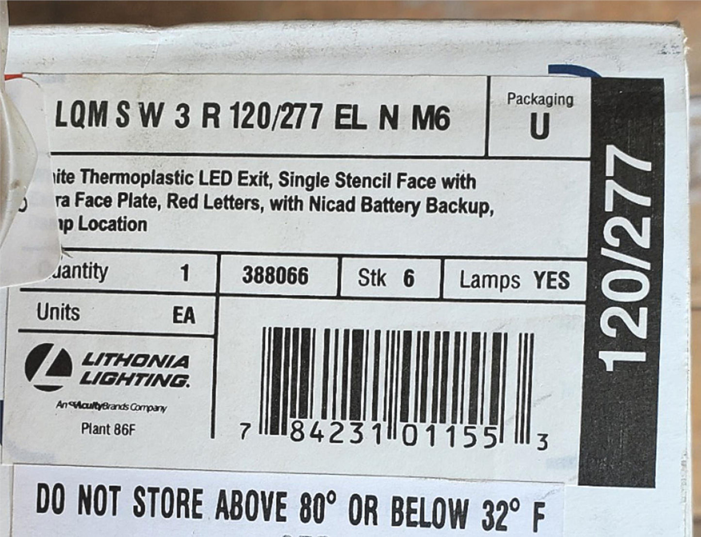 LITHONIA LIGHTING LQM S W3R 120/277 EL N M6 QUANTUM LED EMERGENCY EXIT SIGN