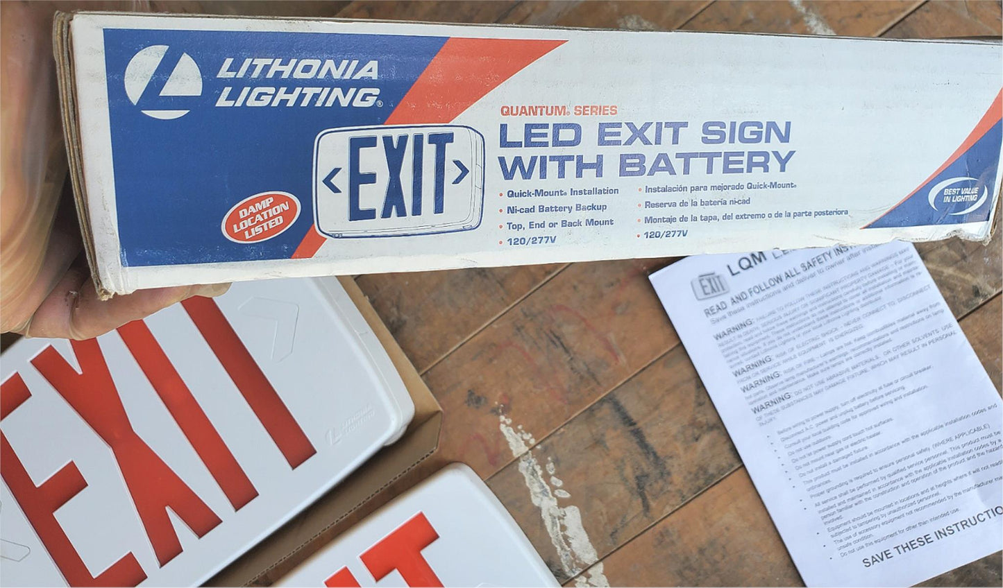 LITHONIA LIGHTING LQM S W3R 120/277 EL N M6 QUANTUM LED EMERGENCY EXIT SIGN
