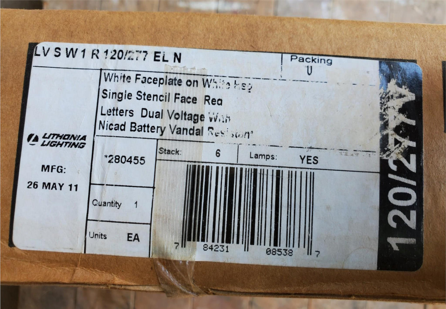 LITHONIA LIGHTING EXTREME LED EMERGENCY EXIT ALL COND SIGN SERIES LVSW1R 120/277