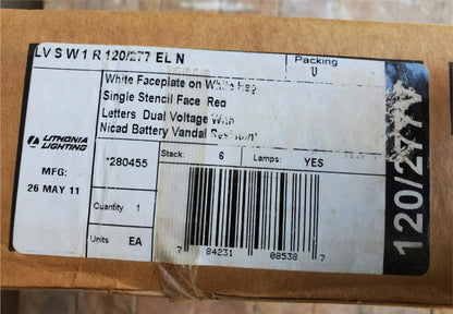 LITHONIA LIGHTING EXTREME LED EMERGENCY EXIT ALL COND SIGN SERIES LVSW1R 120/277