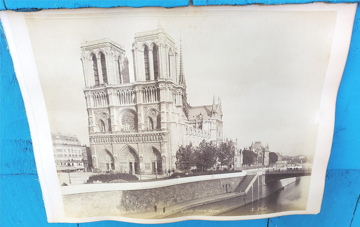 RARE 1888 ORIGINAL NOTRE DAME CATHEDRAL PHOTOGRAPH by X. PHOTO 10"x8" FREESHIP
