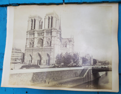 RARE 1888 ORIGINAL NOTRE DAME CATHEDRAL PHOTOGRAPH by X. PHOTO 10"x8" FREESHIP