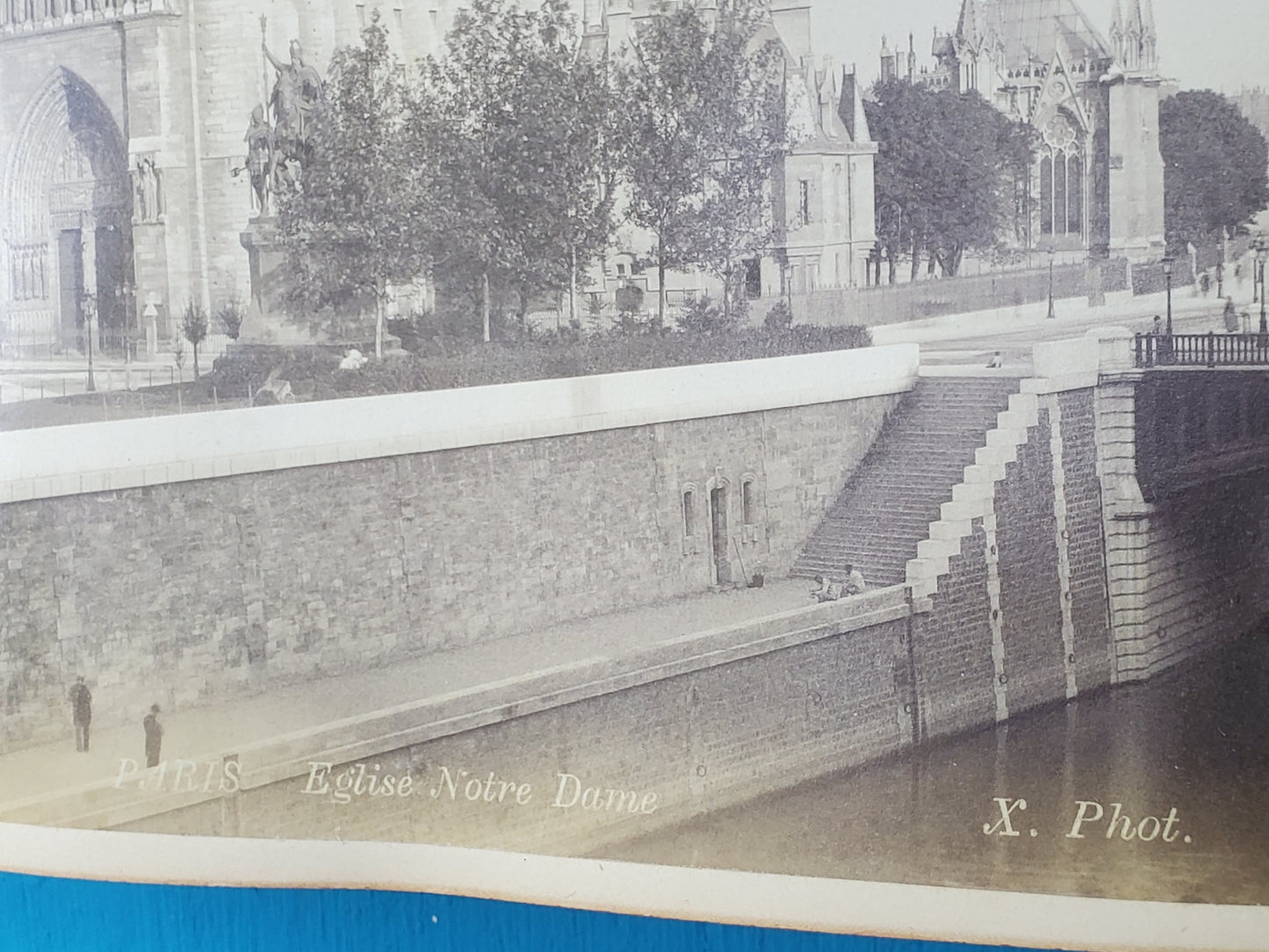 RARE 1888 ORIGINAL NOTRE DAME CATHEDRAL PHOTOGRAPH by X. PHOTO 10"x8" FREESHIP