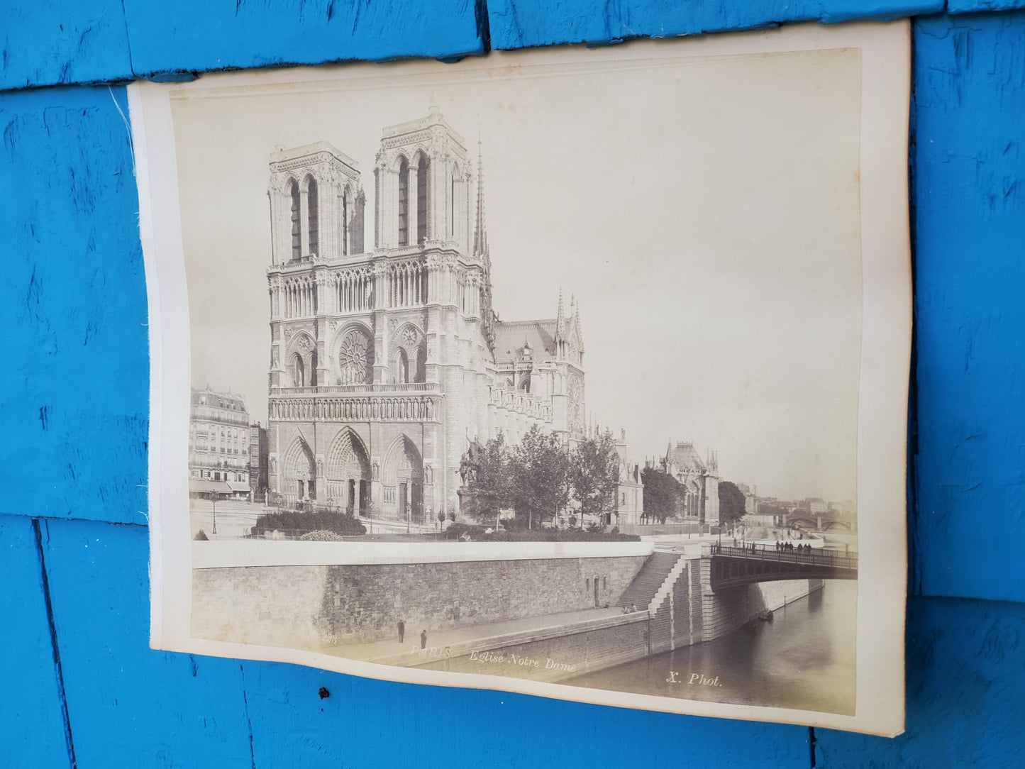 RARE 1888 ORIGINAL NOTRE DAME CATHEDRAL PHOTOGRAPH by X. PHOTO 10"x8" FREESHIP