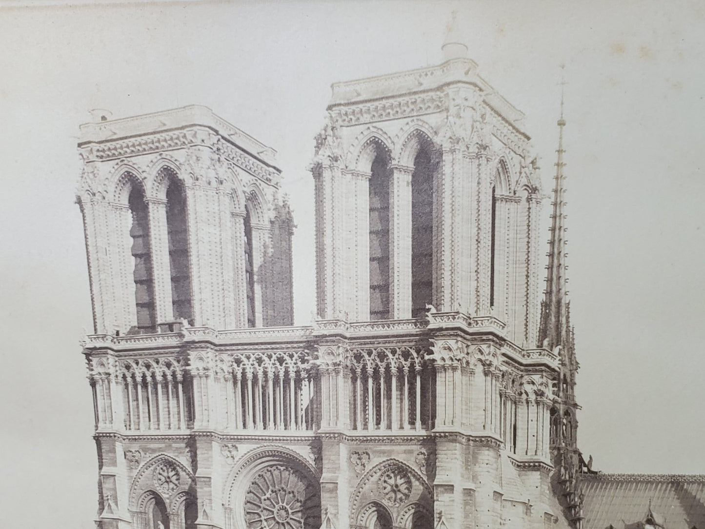 RARE 1888 ORIGINAL NOTRE DAME CATHEDRAL PHOTOGRAPH by X. PHOTO 10"x8" FREESHIP