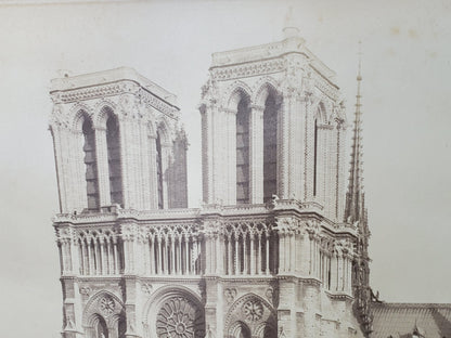 RARE 1888 ORIGINAL NOTRE DAME CATHEDRAL PHOTOGRAPH by X. PHOTO 10"x8" FREESHIP