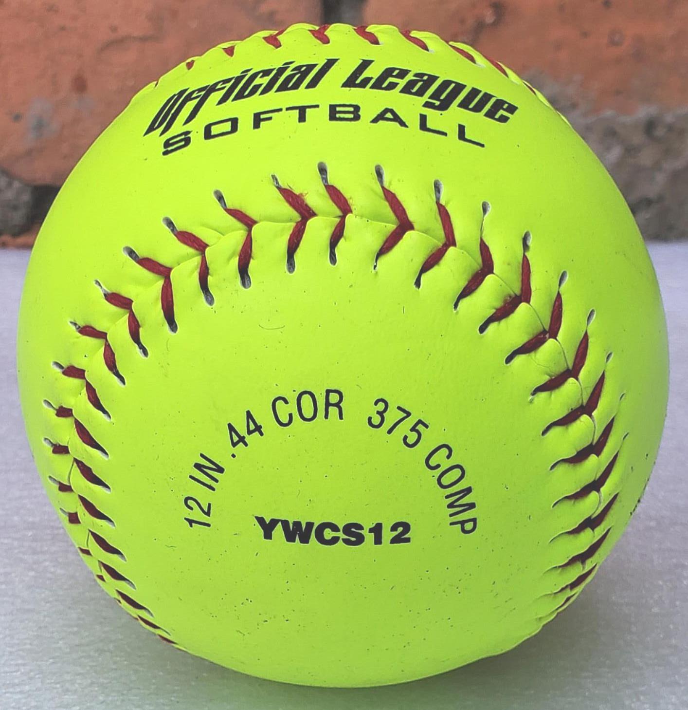 15BALL LOT WORTH YWCS12 12" COR 375 SLOWPITCH OFFICIAL LEAGUE SOFTBALL FREE SHIP