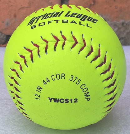 15BALL LOT WORTH YWCS12 12" COR 375 SLOWPITCH OFFICIAL LEAGUE SOFTBALL FREE SHIP