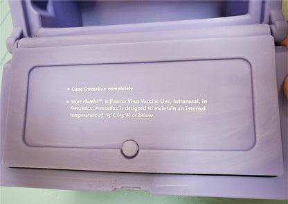 MEDIMMUNE WYETH INFLUENZA VACCINE CONTAINER STORAGE COLD BOX FREEZER 5°F = -15°C