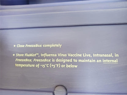 MEDIMMUNE WYETH INFLUENZA VACCINE CONTAINER STORAGE COLD BOX FREEZER 5°F = -15°C