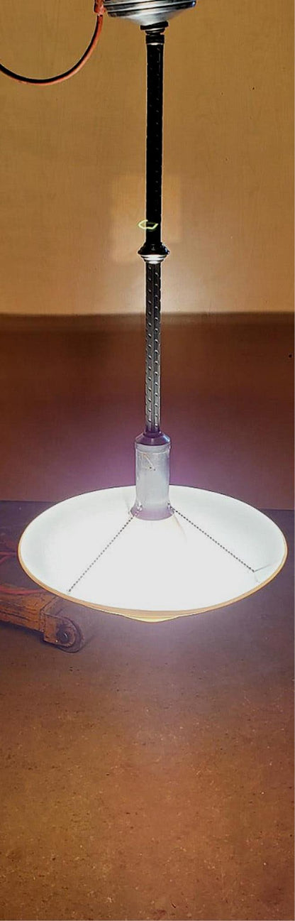 ANTIQUE 100year ART DECO MID CENTURY CHANDELIER OPAL MILK GLASS INDUSTRIAL LIGHT