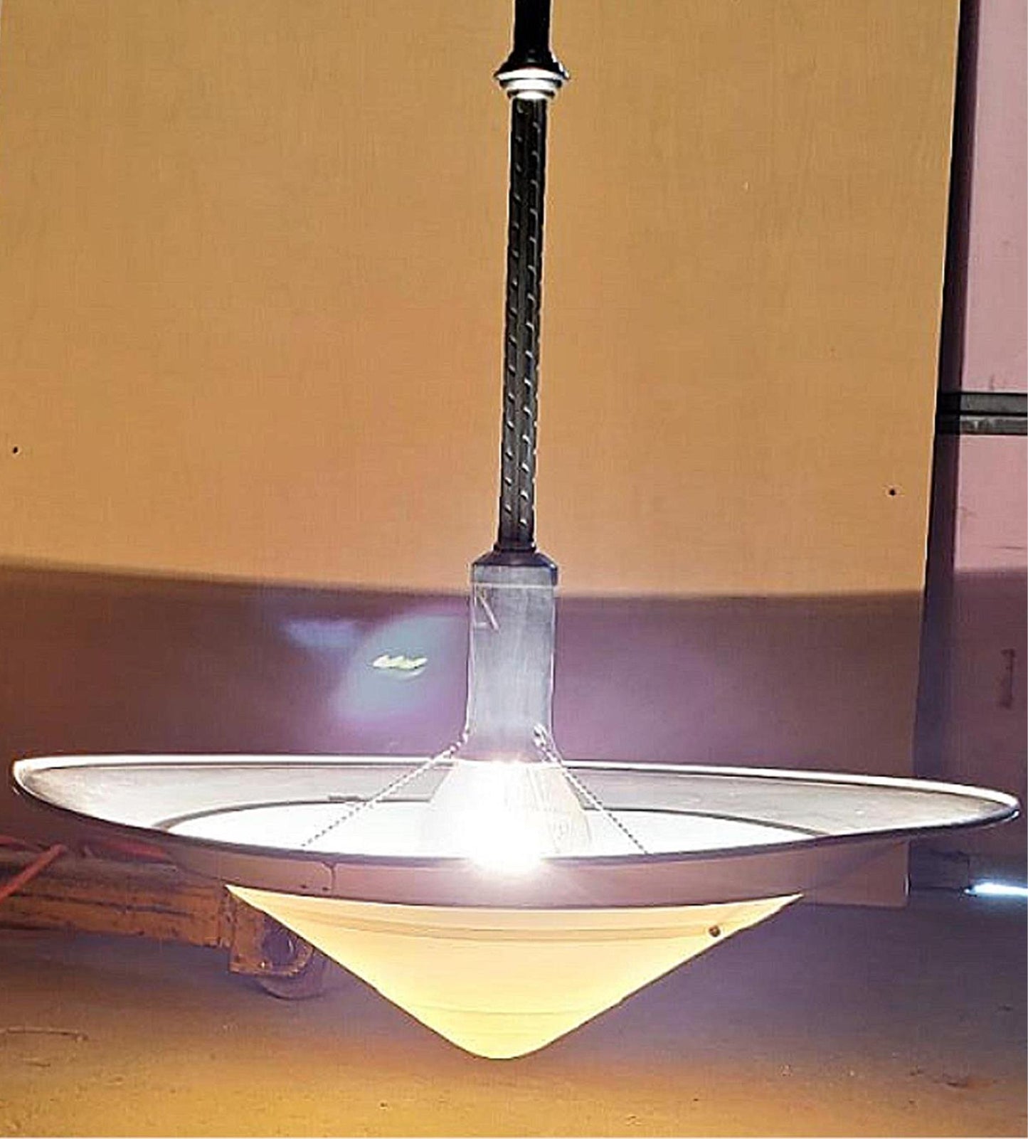 ANTIQUE 100year ART DECO MID CENTURY CHANDELIER OPAL MILK GLASS INDUSTRIAL LIGHT