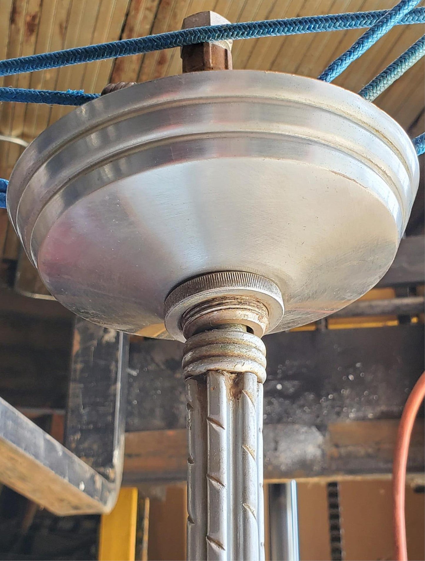 ANTIQUE 100year ART DECO MID CENTURY CHANDELIER OPAL MILK GLASS INDUSTRIAL LIGHT