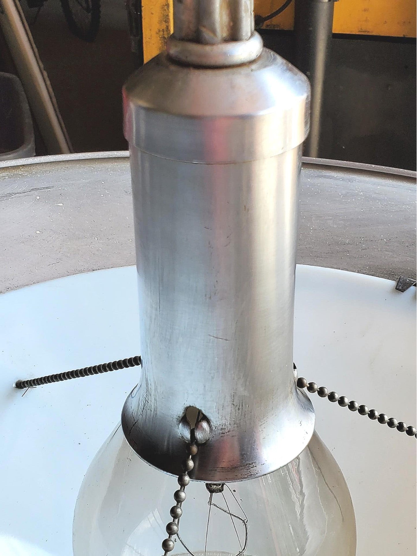 ANTIQUE 100year ART DECO MID CENTURY CHANDELIER OPAL MILK GLASS INDUSTRIAL LIGHT