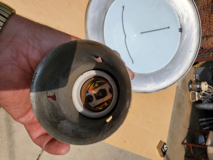 ANTIQUE 100year ART DECO MID CENTURY CHANDELIER OPAL MILK GLASS INDUSTRIAL LIGHT