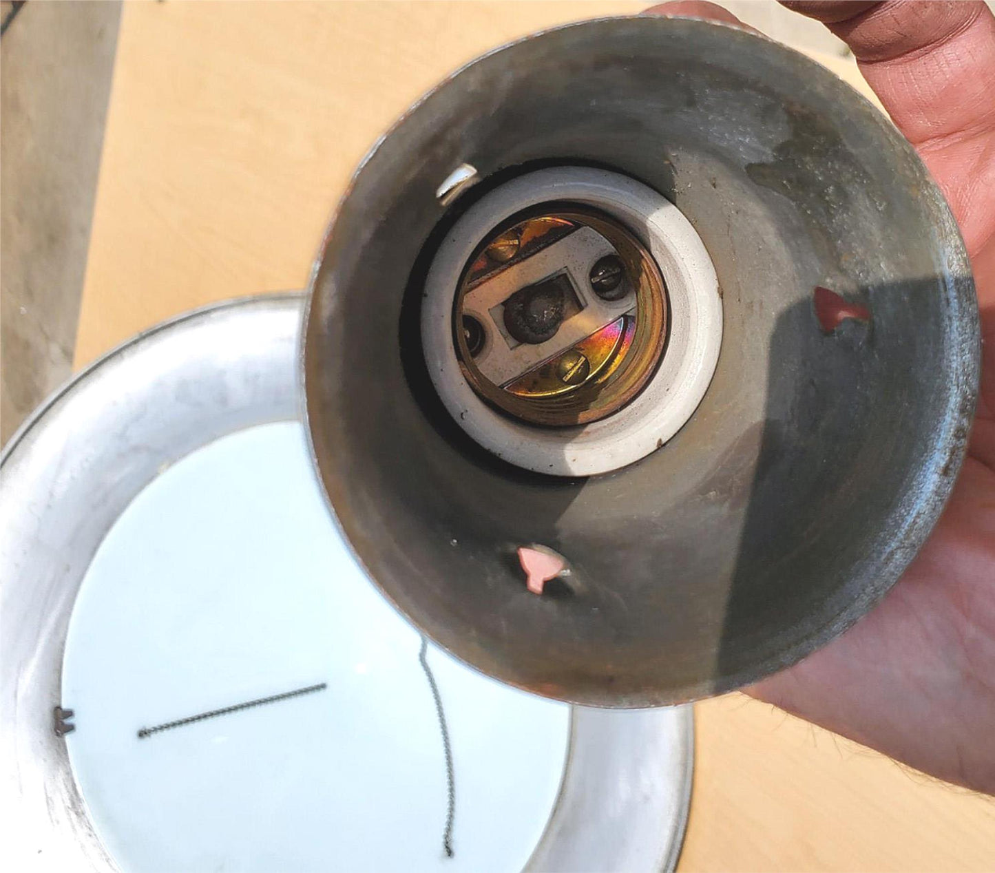 ANTIQUE 100year ART DECO MID CENTURY CHANDELIER OPAL MILK GLASS INDUSTRIAL LIGHT