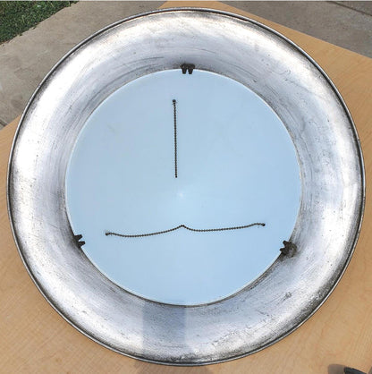 ANTIQUE 100year ART DECO MID CENTURY CHANDELIER OPAL MILK GLASS INDUSTRIAL LIGHT