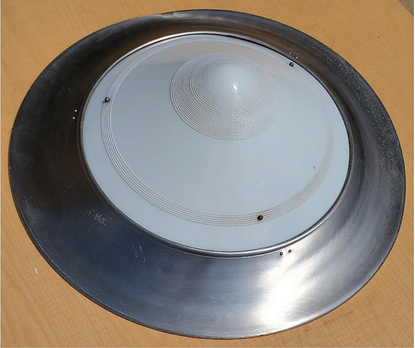 ANTIQUE 100year ART DECO MID CENTURY CHANDELIER OPAL MILK GLASS INDUSTRIAL LIGHT