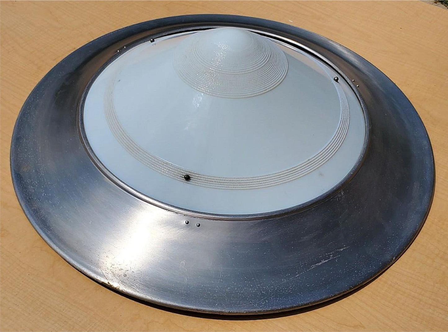 ANTIQUE 100year ART DECO MID CENTURY CHANDELIER OPAL MILK GLASS INDUSTRIAL LIGHT