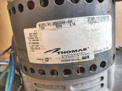 THOMAS 2650CE44-989 PISTON AIR COMPRESSOR VACUUM PUMP WATCH VIDEO FREE SHIP