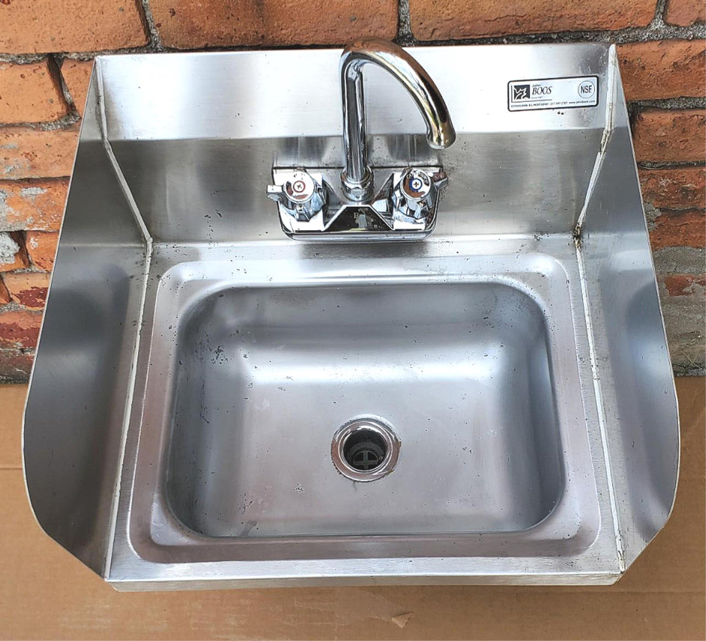 JOHN BOOS 17 x 15.5 x 5 ST STEEL COMMERCIAL SINK with HOT & COLD FAUCET FREESHIP