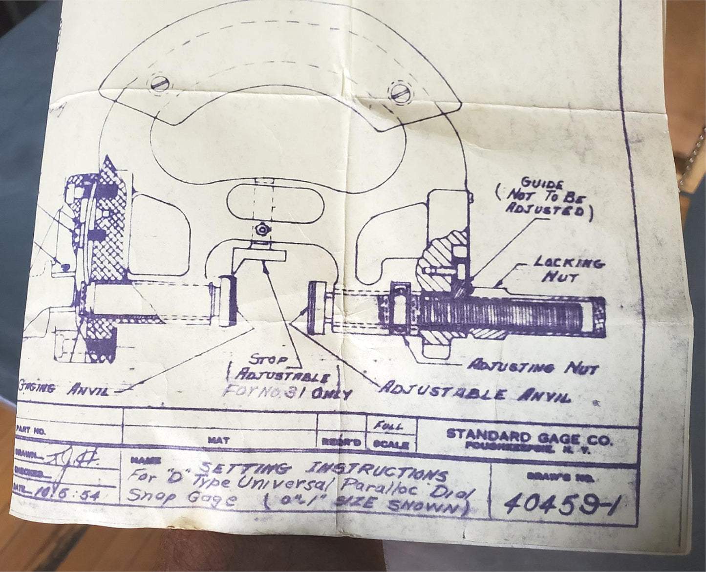 STANDARD Co SNAP GAGE 6"-7" PARALLOC DIAL DIAGRAM INSTRUCTION WOOD CASE FREESHIP