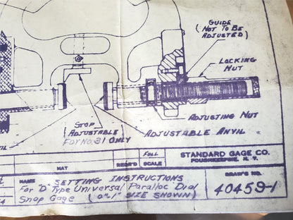 STANDARD Co SNAP GAGE 6"-7" PARALLOC DIAL DIAGRAM INSTRUCTION WOOD CASE FREESHIP