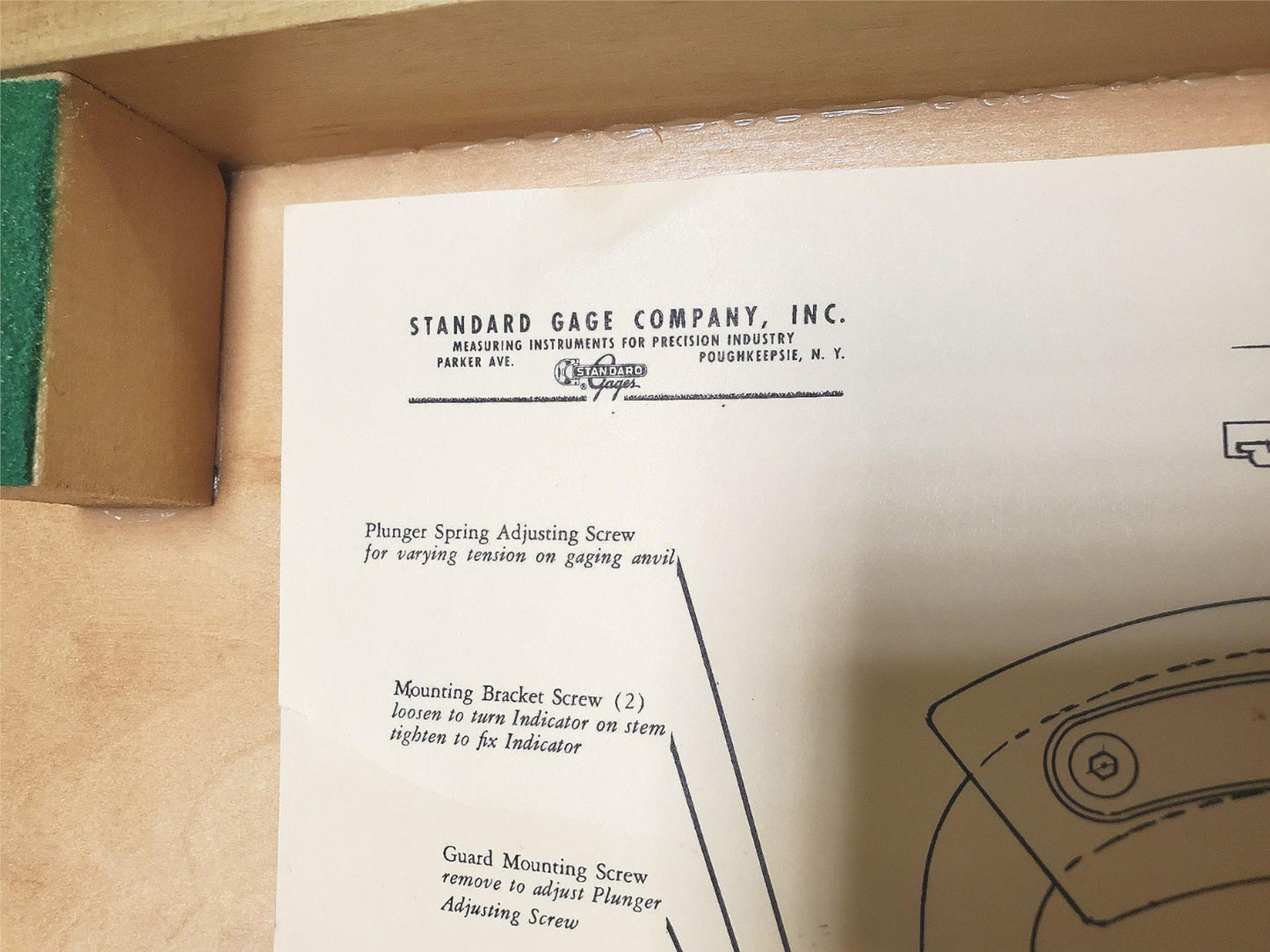 STANDARD Co SNAP GAGE 6"-7" PARALLOC DIAL DIAGRAM INSTRUCTION WOOD CASE FREESHIP