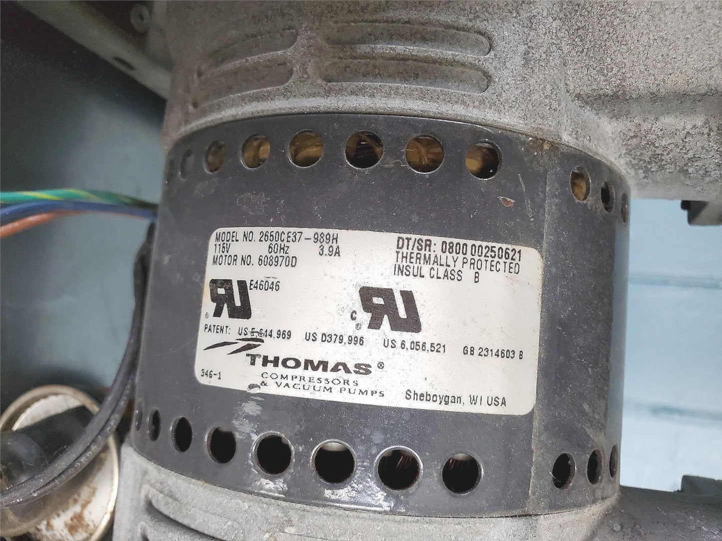 THOMAS 2650CE37-989H PISTON AIR COMPRESSOR VACUUM PUMP WATCH VIDEO FREE SHIP