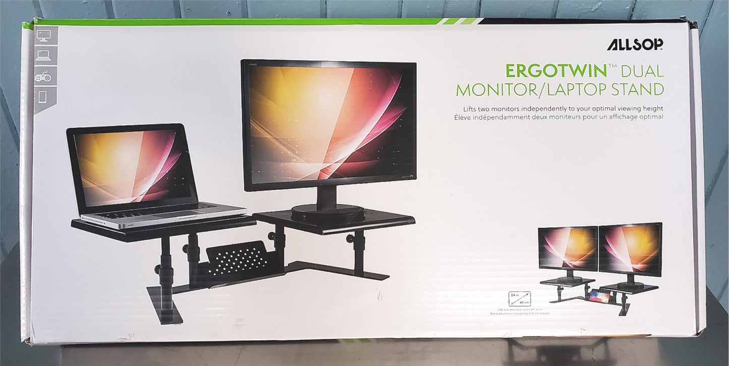 ALLSOP ERGOTWIN DUAL MONITOR LAPTOP STAND TABLE FURNITURE FREE SHIP