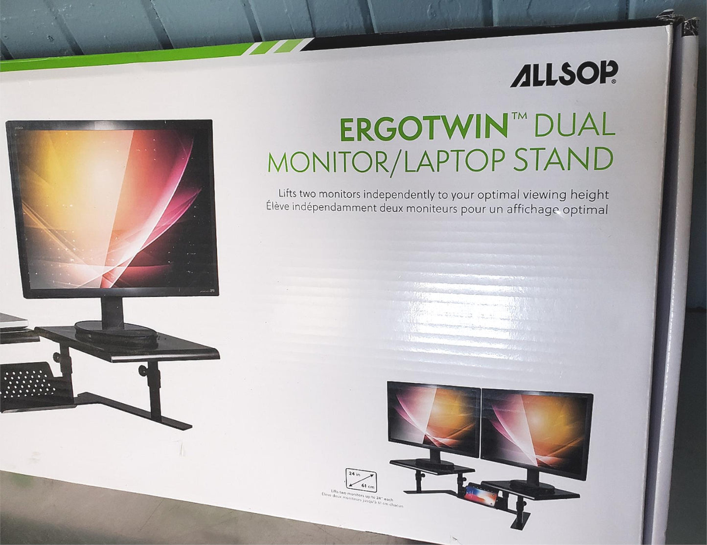ALLSOP ERGOTWIN DUAL MONITOR LAPTOP STAND TABLE FURNITURE FREE SHIP