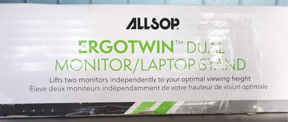 ALLSOP ERGOTWIN DUAL MONITOR LAPTOP STAND TABLE FURNITURE FREE SHIP