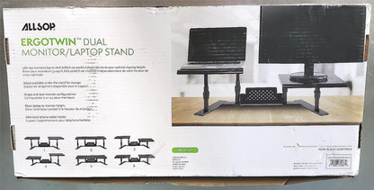 ALLSOP ERGOTWIN DUAL MONITOR LAPTOP STAND TABLE FURNITURE FREE SHIP
