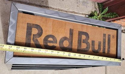 RARE RED BULL METAL & WOOD RACK FLOOR DRINK (BOOK) DISPLAY ON WHEELS FREE SHIP